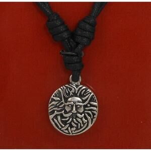 Vintage Sacred Symbols Celtic Necklace Pendant with Adjustable Cord - NOS